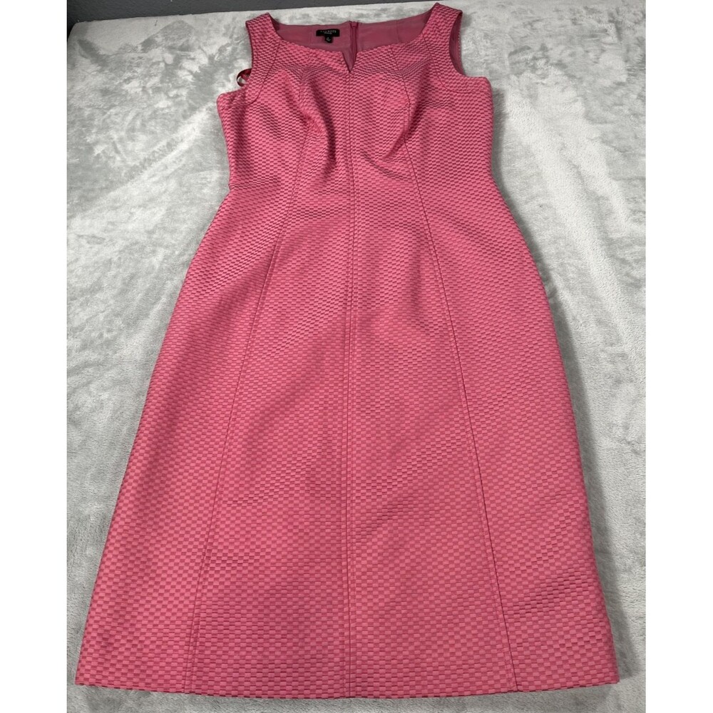 Talbots Pink Sleeveless Sheath Dress Size 6 Diamond Pattern Tailored Shift